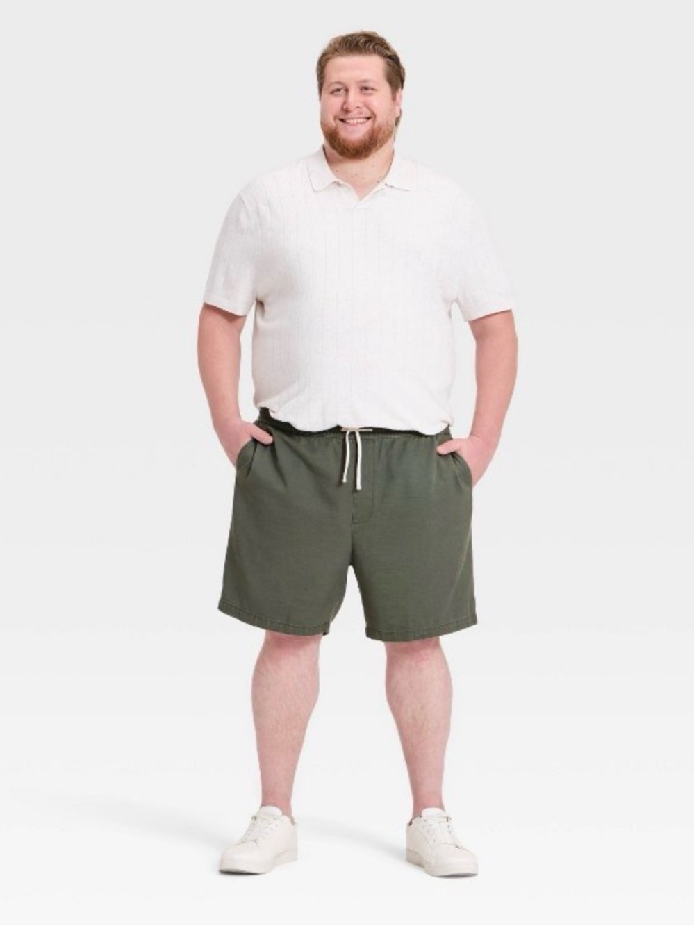 NWT Goodfellow Men's Olive Drawstring Twill Blend Shorts Big & Tall size 4XL 4X